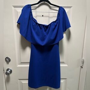 Brat Star Royal Blue Off-Shoulder Mini Dress
